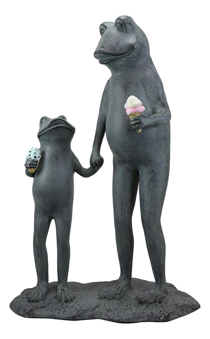 Ebros Gift Ebros Large Aluminum Ice Cream Treat Father And Son Frogs Garden Statue 19" Tall