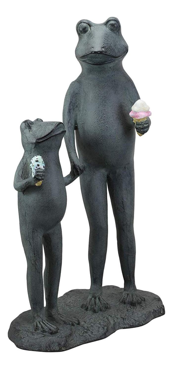 Ebros Gift Ebros Large Aluminum Ice Cream Treat Father And Son Frogs Garden Statue 19" Tall