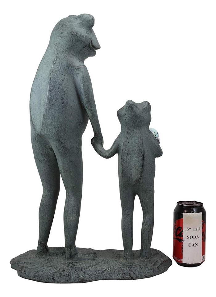 Ebros Gift Ebros Large Aluminum Ice Cream Treat Father And Son Frogs Garden Statue 19" Tall