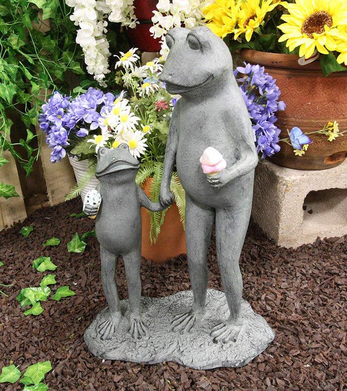 ebros gift Ebros Large Aluminum Ice Cream Treat Father and Son Frogs Garden Statue 19" Tall