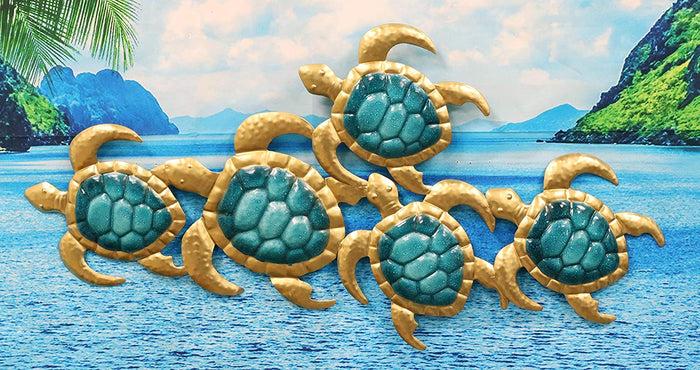 ebros gift Ebros Large Aluminum Sea Turtles Hatchlings Hanging Wall Decor Plaque 32.5"Long