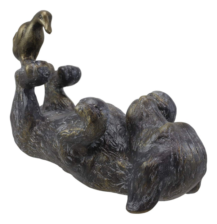 Ebros Gift Ebros Large Aluminum Whimsical Puppy Love Dachshund Dog Playing With Duckling Statue 14.5"L