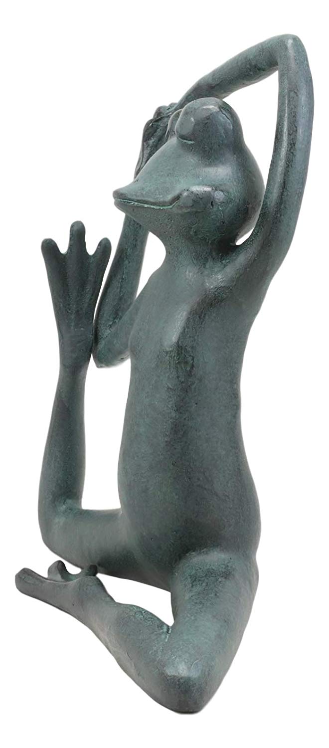 Ebros Gift Ebros Large Aluminum Whimsical Rustic Yoga Frog Stretching Limbs Garden Statue Decor 13.5" L