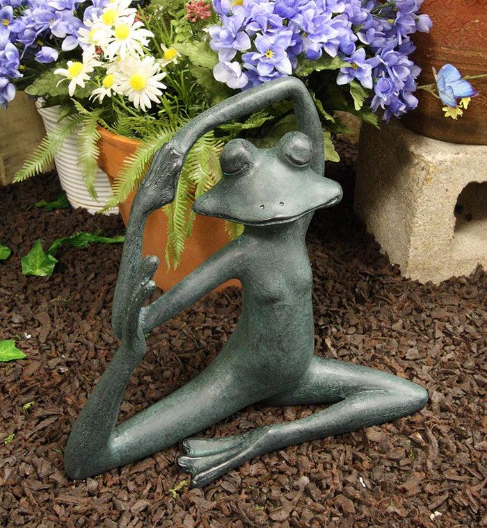ebros gift Ebros Large Aluminum Whimsical Rustic Yoga Frog Stretching Limbs Garden Statue Decor 13.5" L