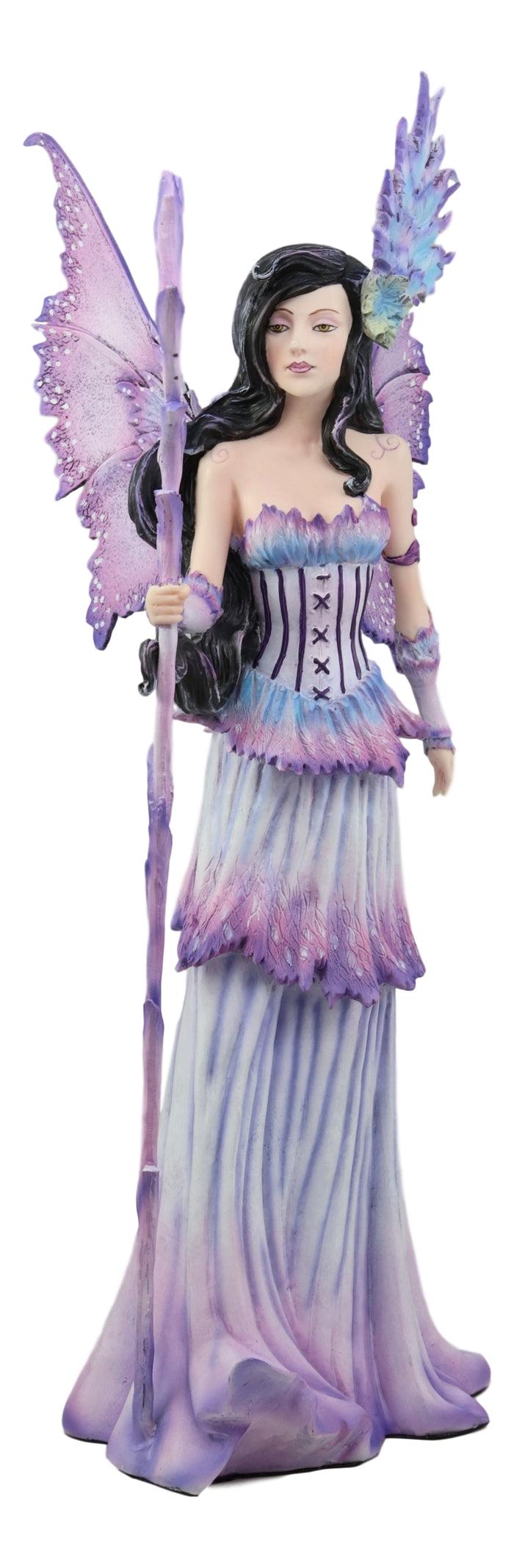 Ebros Gift Ebros Large Amy Brown Spring Season Purple Lavender Fairy Holding Curling Magical Staff Statue 17.75" Tall Fantasy Mythical Faery Garden Magic Collectible Figurine Fairies Pixies Nymphs Decor