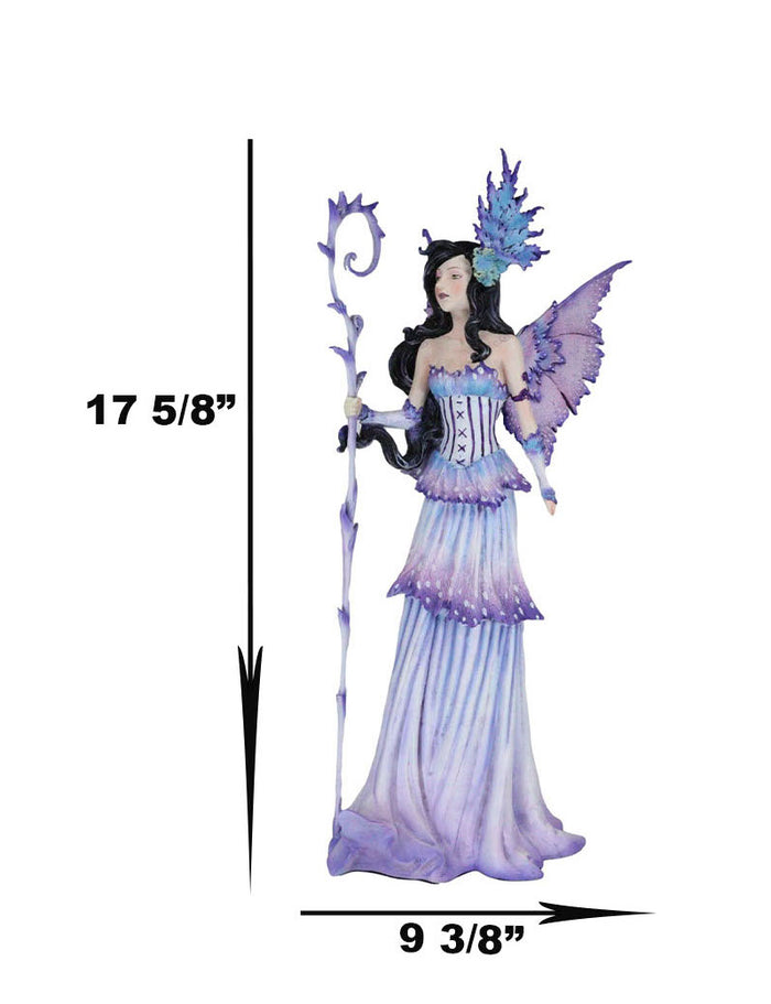 Ebros Gift Ebros Large Amy Brown Spring Season Purple Lavender Fairy Holding Curling Magical Staff Statue 17.75" Tall Fantasy Mythical Faery Garden Magic Collectible Figurine Fairies Pixies Nymphs Decor