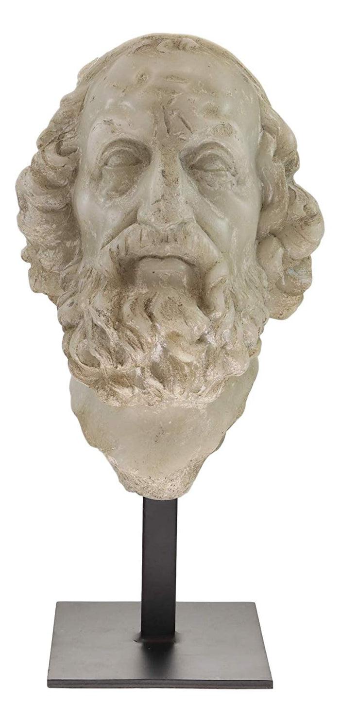 ebros gift Ebros Large Ancient Classical Baroque Greek Roman Legendary Author Homer Head Bust Antique Artifact Reproduction Replica with Museum Gallery Stand Statue Classic Home Decorative Figurine Heads