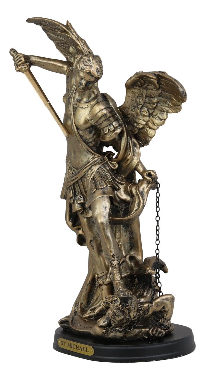 Ebros Gift Ebros Large Archangel Saint Michael Slaying Chained Lucifer Statue 12.5" Tall