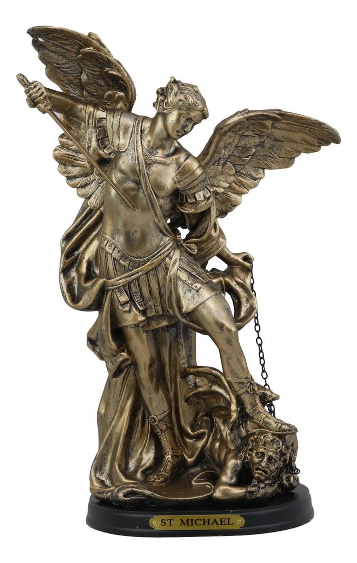 Ebros Gift Ebros Large Archangel Saint Michael Slaying Chained Lucifer Statue 12.5" Tall