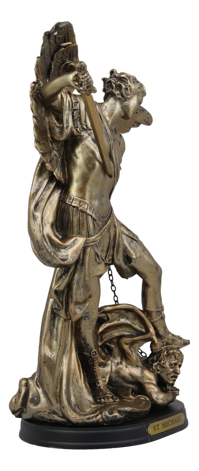 Ebros Gift Ebros Large Archangel Saint Michael Slaying Chained Lucifer Statue 12.5" Tall
