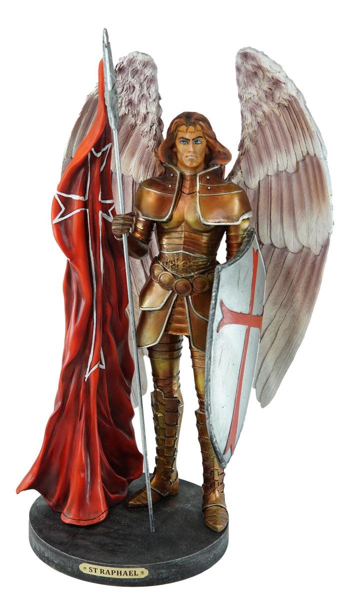 Ebros Gift Ebros Large Archangel Saint Raphael With Spear And Faith Shield Statue God's Healing