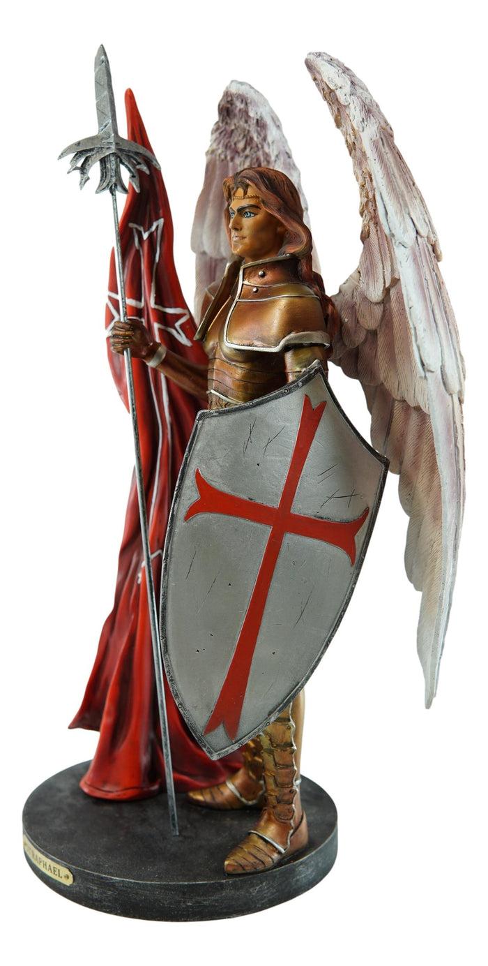 Ebros Gift Ebros Large Archangel Saint Raphael With Spear And Faith Shield Statue God's Healing