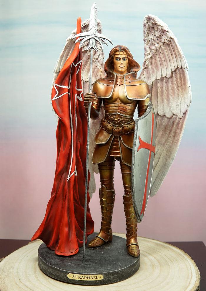 ebros gift Ebros Large Archangel Saint Raphael With Spear And Faith Shield Statue God's Healing