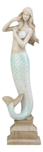 ebros gift Ebros Large Art Nouveau Mermaid Brushing Hair Decor Figurine 18" Tall Fantasy Coastal Statue