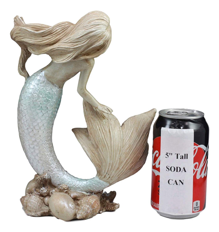Ebros Gift Ebros Large Art Nouveau Siren Mermaid Waking Up By Shells And Corals Figurine 9.5" Tall Fantasy Sea Life Water Bay Coastal Or Nautical Decor Statue