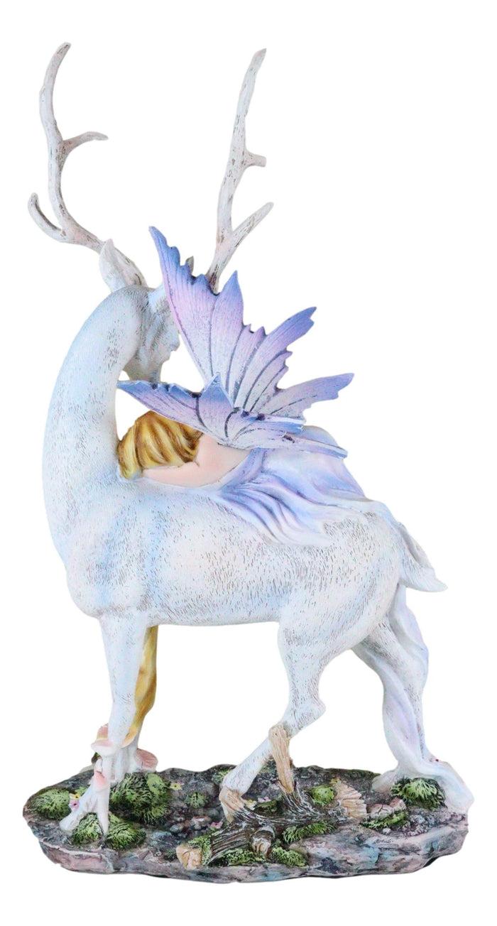 Ebros Gift Ebros Large Blonde Fairy Sleeping On Sacred Capiz Blue Pearl Stag Elk Statue
