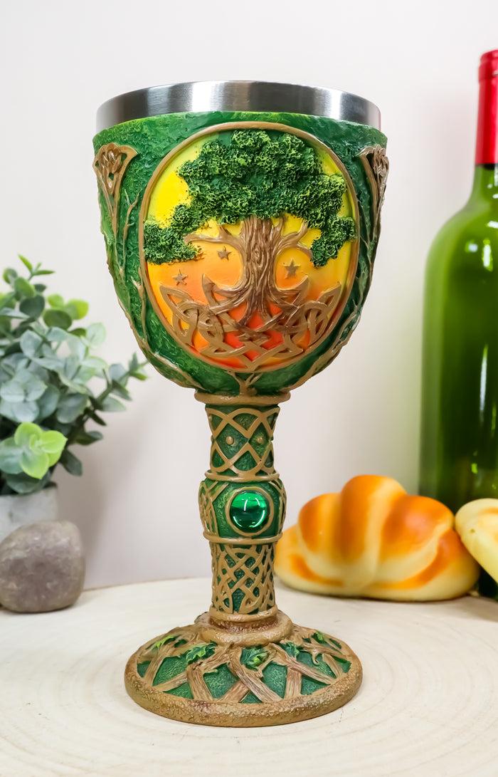 ebros gift Ebros Large Celtic Sacred Tree of Life Yggdrasil Wine Goblet Chalice Cup 8oz