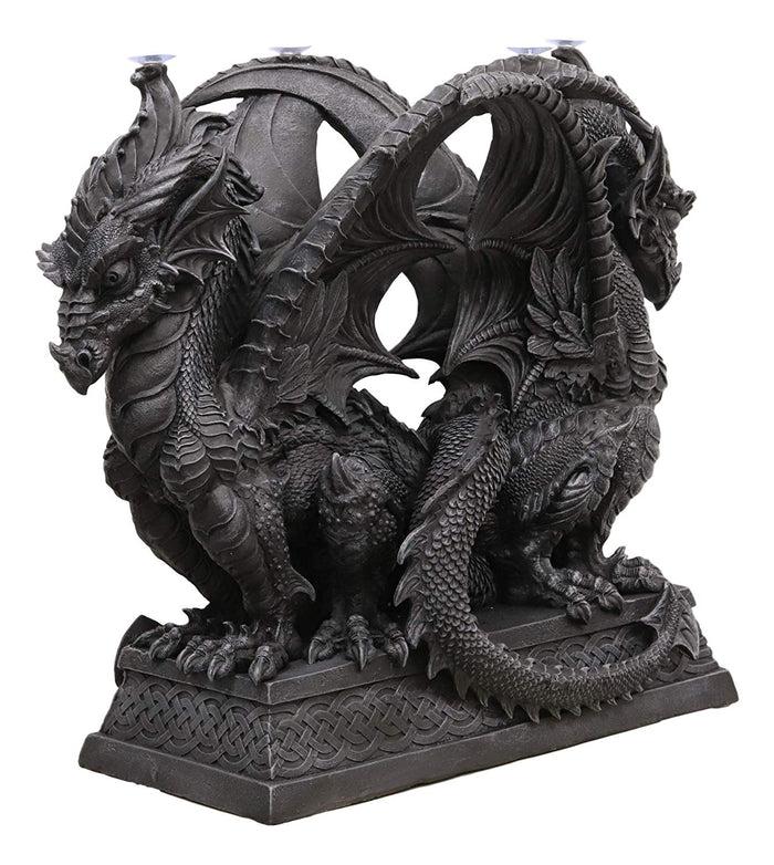 Ebros Gift Ebros Large Crouching Twin Dragon Sentinels On Celtic Knotwork Base Coffee Side Table