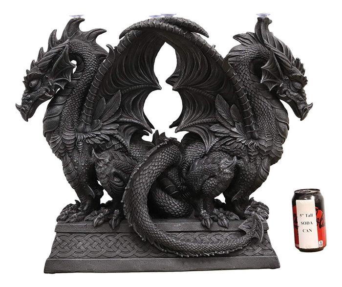 Ebros Gift Ebros Large Crouching Twin Dragon Sentinels On Celtic Knotwork Base Coffee Side Table