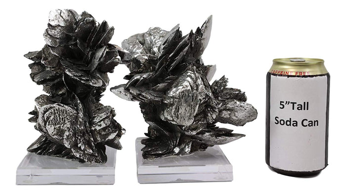 Ebros Gift Ebros Large Electroplated Silver Resin Contemporary Desert Rose On Acrylic Glass Bookends Pair Set Of 2 Museum Gallery Decorative Sculptures 7" High Faux Selenite Clusters Figurines