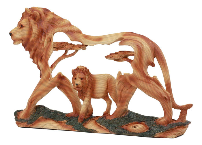 Ebros Gift Ebros Large Faux Wood Majestic African Savannah Pride Lion Scene Sculpture