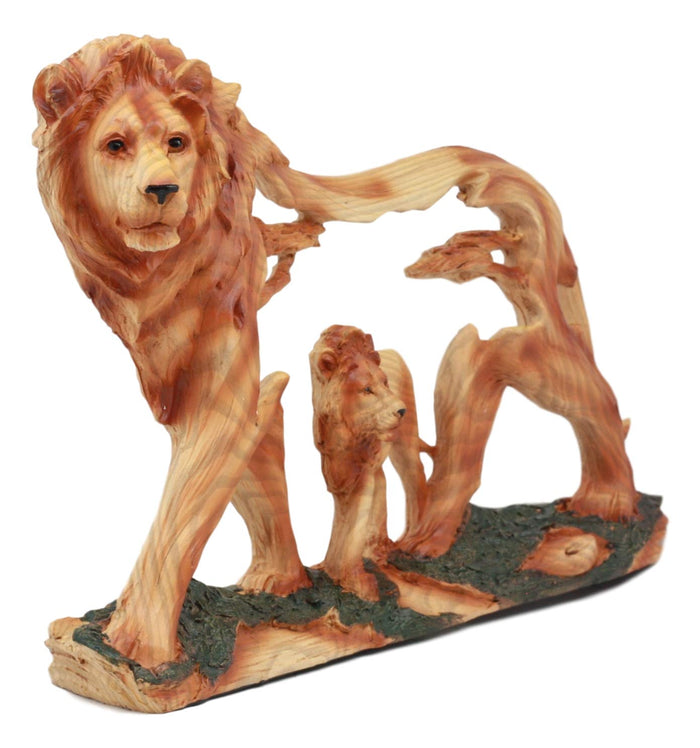 Ebros Gift Ebros Large Faux Wood Majestic African Savannah Pride Lion Scene Sculpture