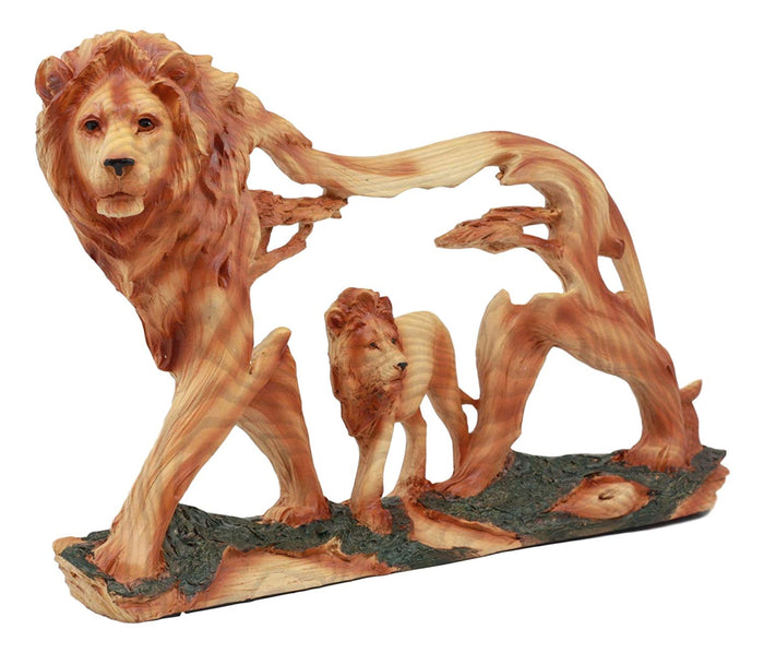 Ebros Gift Ebros Large Faux Wood Majestic African Savannah Pride Lion Scene Sculpture