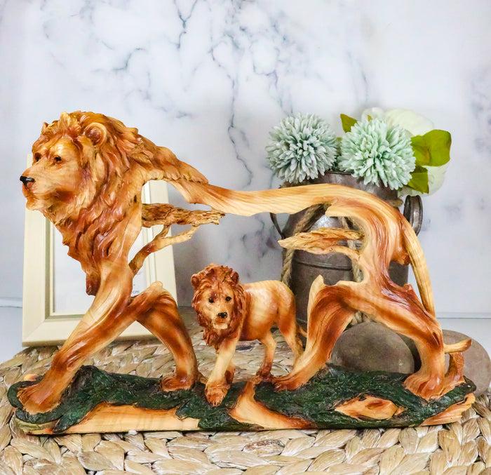 ebros gift Ebros Large Faux Wood Majestic African Savannah Pride Lion Scene Sculpture