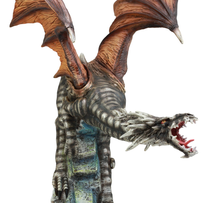 Ebros Gift Ebros Large Flying Striped Dragon Over Frozen Rocks Statue Mythical Fantasy Figurine