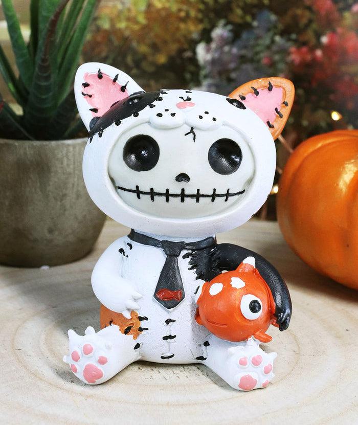 ebros gift Ebros Large Furrybones Calico Cat Mao Mao With Fish Costume Cute Skeleton Figurine
