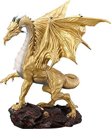 ebros gift Ebros Large Gold Midnight Dragon Statue Home Decor Resin Dragon Sculptural 15" H