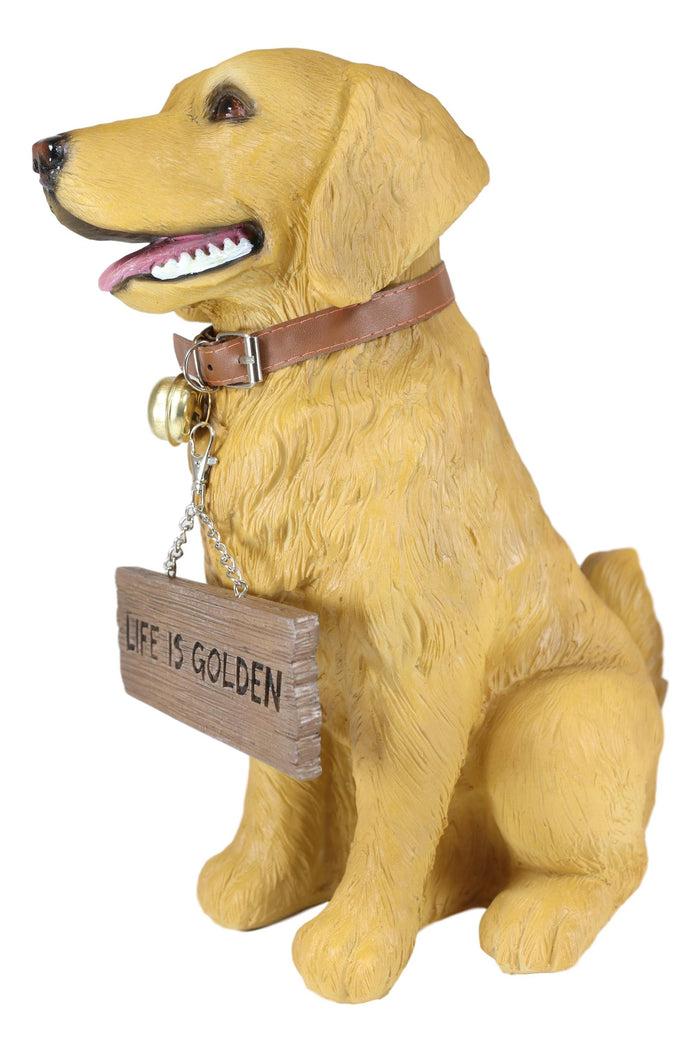 Ebros Gift Ebros Large Golden Retriever Puppy Decor Statue With Jingle Collar Greeting Sign