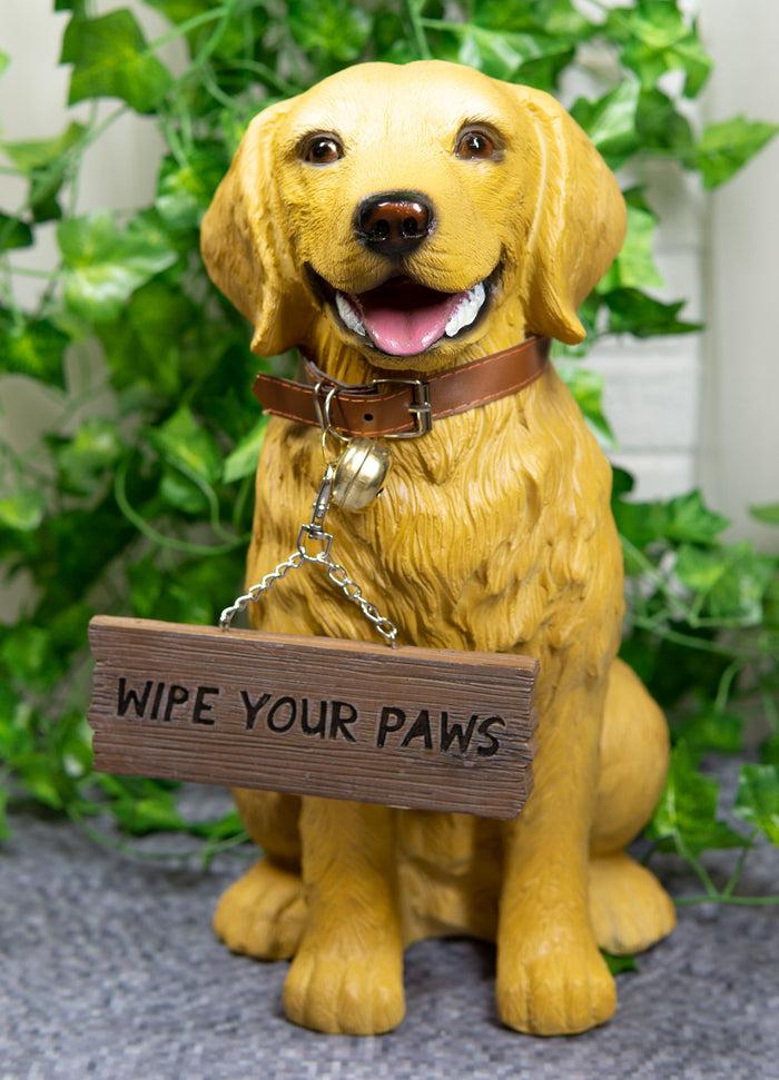 ebros gift Ebros Large Golden Retriever Puppy Decor Statue With Jingle Collar Greeting Sign