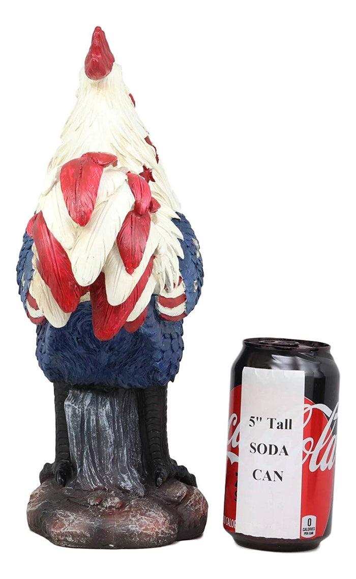 Ebros Gift Ebros Large Good Morning America Patriotic USA Flag Alpha Rooster Statue 12.25" Tall Taxidermy American Pride Chicken Home Decor Sculpture Great Gift For Rustic Western Country Lovers Farmers