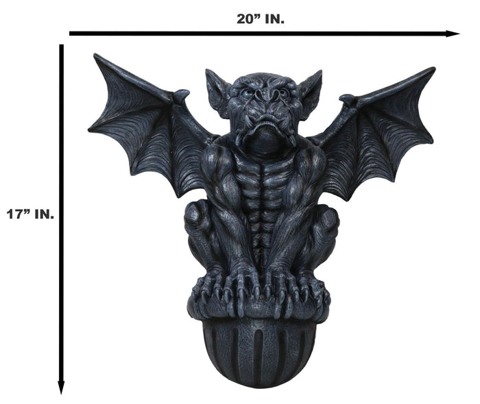 Ebros Gift Ebros Large Gothic Winged Gargoyle On Ledge Wall Decor Hanging Sculpture 20"W