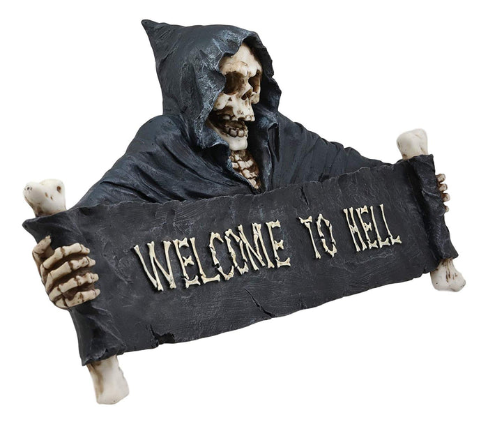 Ebros Gift Ebros Large Grim Reaper Skeleton Welcome Opening Scroll Wall Decor 17.5" Long