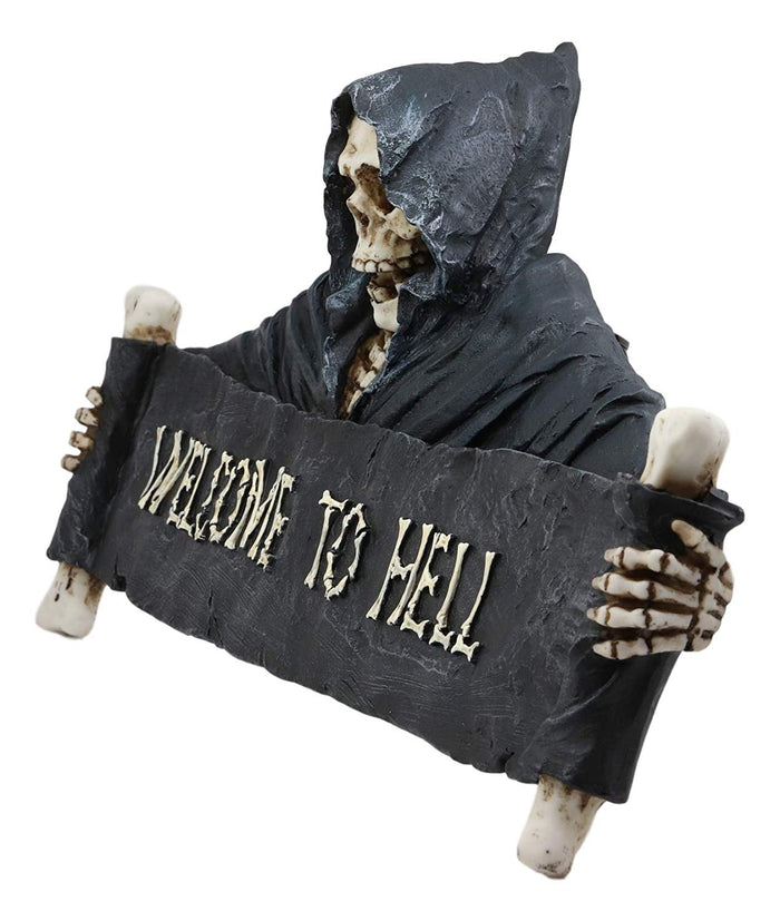 Ebros Gift Ebros Large Grim Reaper Skeleton Welcome Opening Scroll Wall Decor 17.5" Long