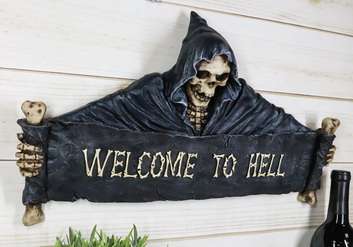 ebros gift Ebros Large Grim Reaper Skeleton Welcome Opening Scroll Wall Decor 17.5" Long