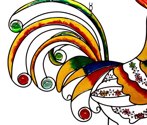 Ebros Gift Ebros Large Hanging Colorful Gem Rooster Stained Glass Metal Wall Plaque 20" H