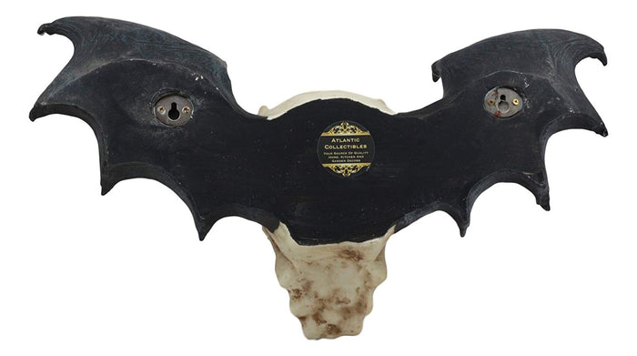 Ebros Gift Ebros Large Horned Demon Vampire Skull With Bat Wings Wall Decor 16" Wide 3D Wall Plaque Figurine Decor
