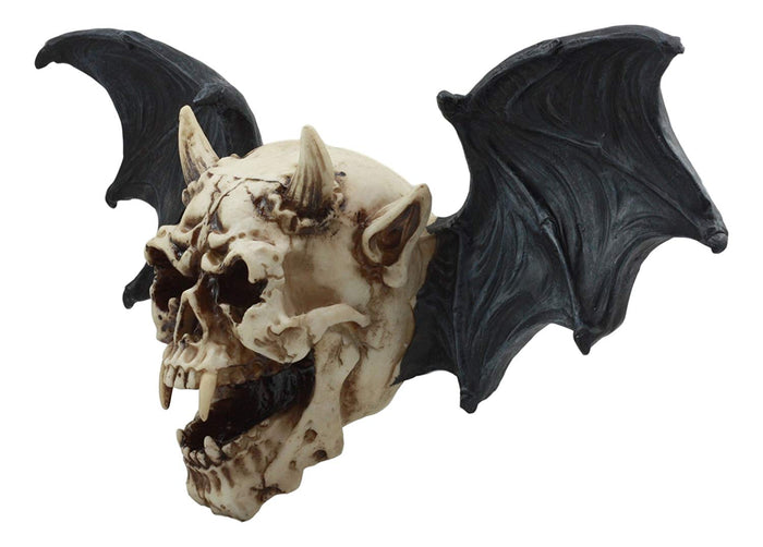 Ebros Gift Ebros Large Horned Demon Vampire Skull With Bat Wings Wall Decor 16" Wide 3D Wall Plaque Figurine Decor