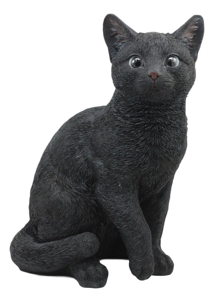 Ebros Gift Ebros Large Lifelike Pawing Mystical Black Cat Statue 11.75"H With Glass Eyes