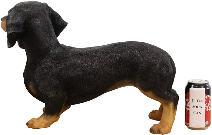 Ebros Gift Ebros Large Lifelike Realistic Black And Tan Dachshund Dog Statue 19.5" Long