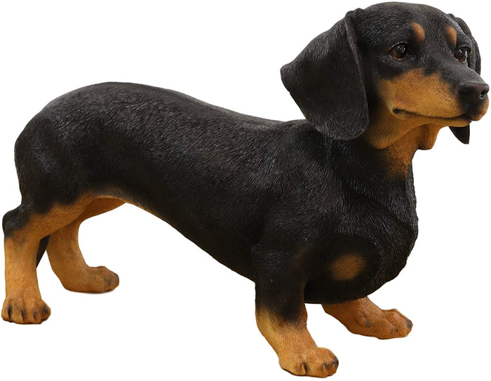 Ebros Gift Ebros Large Lifelike Realistic Black And Tan Dachshund Dog Statue 19.5" Long