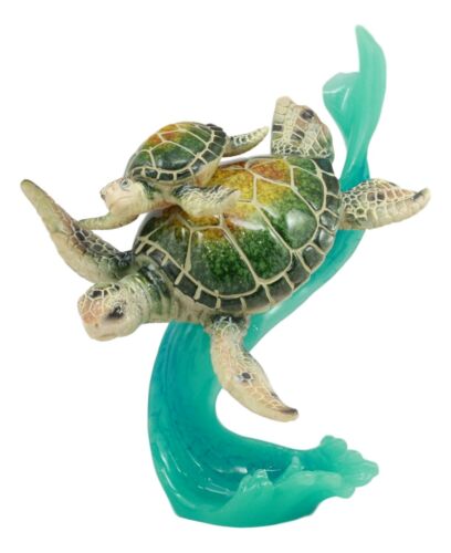 Ebros Gift Ebros Large Marine Giant Sea Turtle With Hatchling Baby Riding Current Figurine