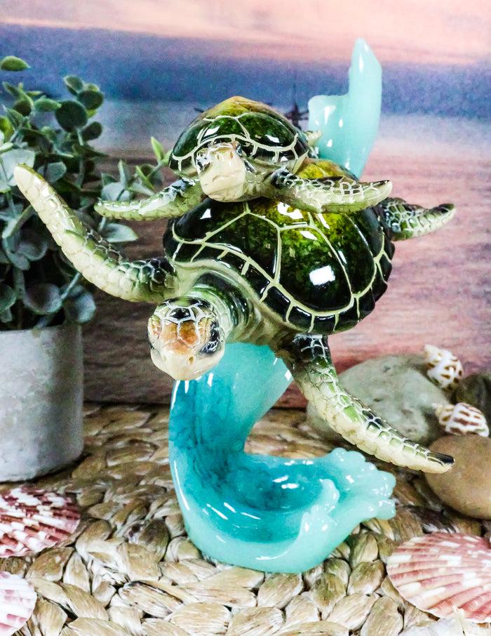ebros gift Ebros Large Marine Giant Sea Turtle With Hatchling Baby Riding Current Figurine