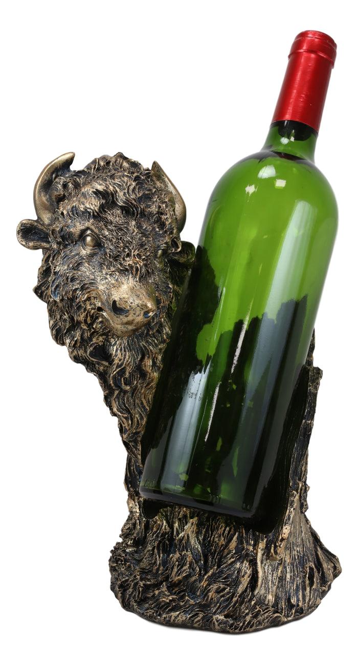 Ebros Gift Ebros Large Native Pride American Bison Buffalo Bull Wine Bottle Holder Figurine