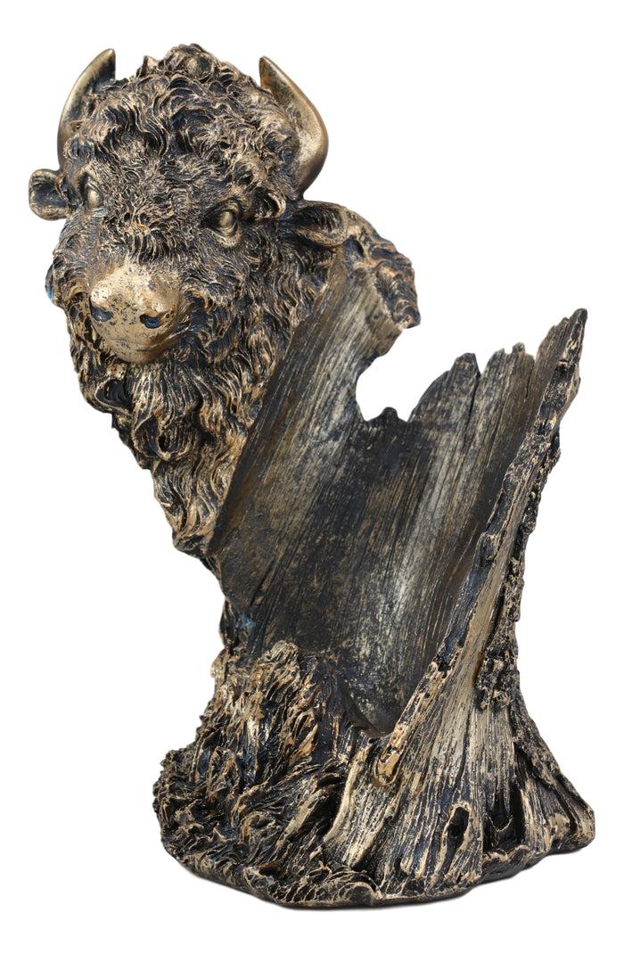 Ebros Gift Ebros Large Native Pride American Bison Buffalo Bull Wine Bottle Holder Figurine
