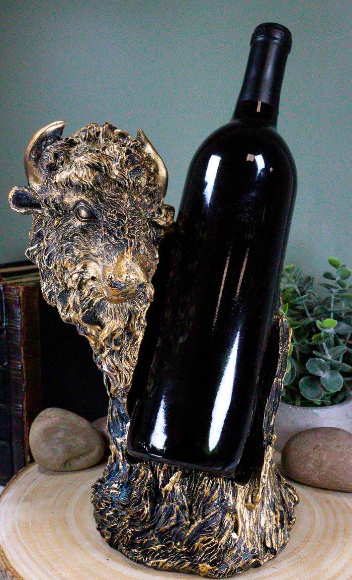ebros gift Ebros Large Native Pride American Bison Buffalo Bull Wine Bottle Holder Figurine