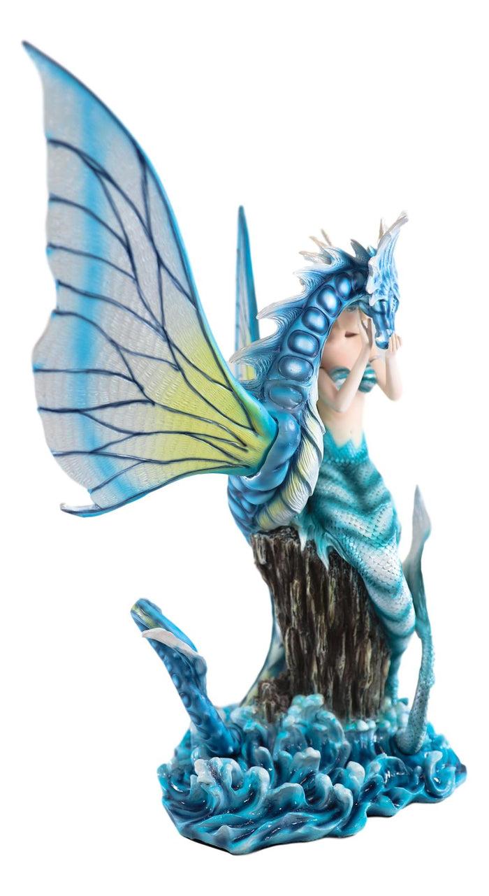 Ebros Gift Ebros Large Nautical Blue Mermaid Feeding Leviathan Ocean Dragon Fairy Statue